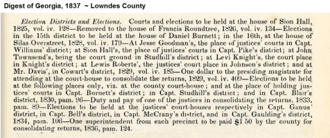 Digest of Georgia, 1837. Establishment of election districts in Lowndes County, GA