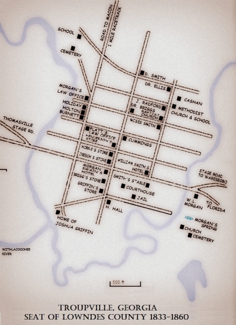 Map of Troupville, GA adapted from C. S. Morgan